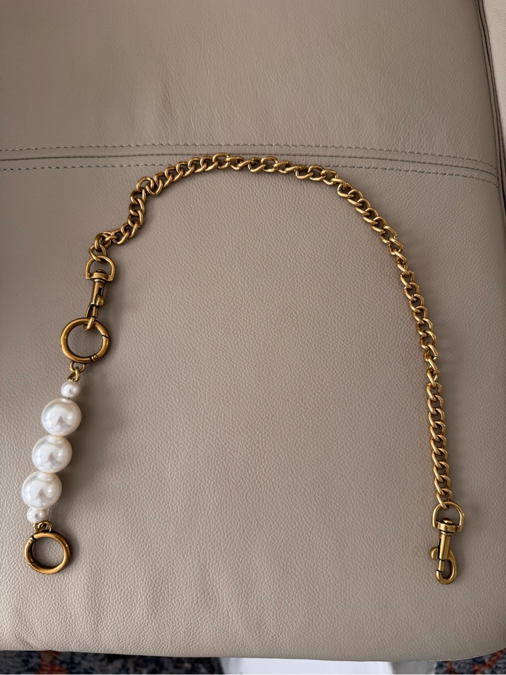 Gold Chain Strap with Pearl Accent
